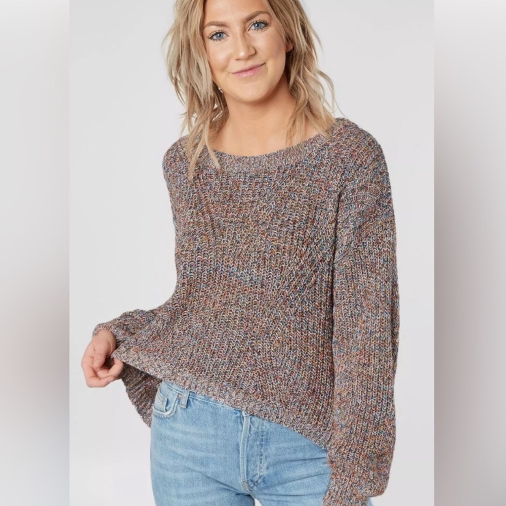 Express Multicolor Cable Knit Cutout Sweater - image 4